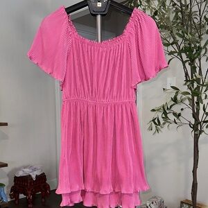 She and Sky Vibrant Pink Pleated Mini Dress perfect for Valentines Day